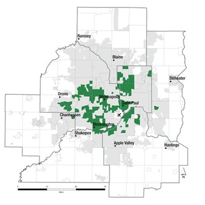This map shows the location of Type E census tracts.