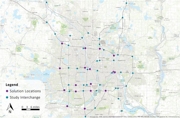 Freeway System Interchange Study Results. Map of highway interchange study results