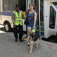 Rider with a service dog.