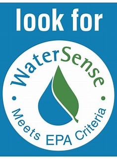WaterSense logo is a blue and green water droplet.