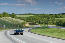 A car down the highway.